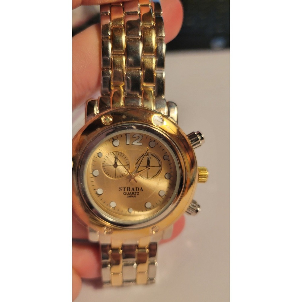New STRADA Quartz Silver and Gold Tone Chronograph Men's Watch‎ New